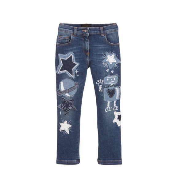 Dolce & Gabbana Other - DOLCE & GABBANA Girls Jeans Outer Space  Patchwork Mix Blue 4 NWT